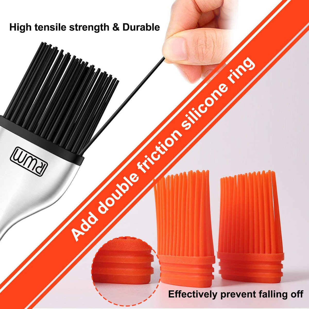 RWM Basting Brush Set, Stainless Steel Handle with Silicone Heads, Orange