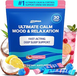 Ultimate Calm Drink Mix - Super Cortisol Reducer Supplement | Supports Relax Focus Sleep Mood: Magnesium Glycinate Powder, Ashwagandha, L Theanine, Holy Basil, Vitamin D3, No Sugar