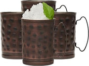 Libbey 14 Ounce Moscow Mule Mugs with Handle, Hammered Finish Moscow Mule Cups Set of 4 , Copper Cups for Drinking Iced tea, Water and More