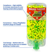 Moldex Goin' Green® PlugStation® Uncorded Disposable Foam Earplug Dispenser by Goin’ Green – Standard, Polyurethane Foam, Green, Pack of 500, Model 6647