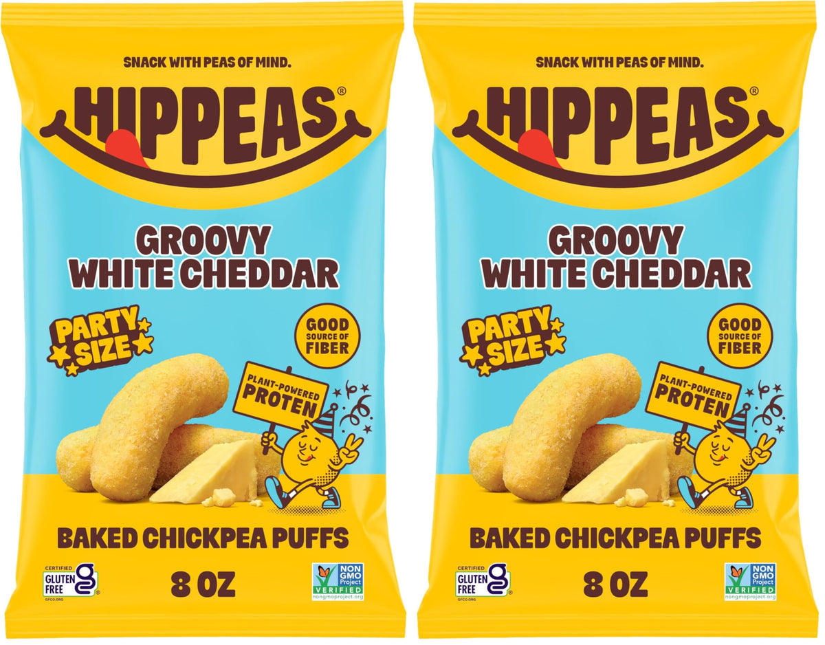 HIPPEAS Groovy White Cheddar / 8 Ounce (Pack of 2) / 1 Puffed Snacks