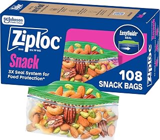 Ziploc Snack Bags, Easy Open and Close, Small Plastic Food Storage Bags, 108 Bags Total