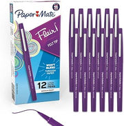Paper Mate Flair Felt Tip Pens, Medium Point (0.7mm), Vivid Purple, For Teachers, Students, Classroom Use, Note-Taking, Arts & Crafts, 12 Count (Pack of 12)