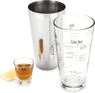 Libbey 3 Piece Bartender Set Bar Mixing Glass with Cocktail Recipes