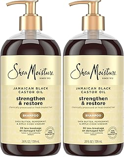 Shea Moisture SheaMoisture Strengthen and Restore Shampoo Jamaican Black Castor Oil for Damaged Hair Sulfate-Free 24 oz,(Pack of 2)