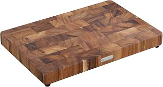 Zassenhaus 055481 Chopping Block Made Of Acacia Wood Dark 45 X 30 X 4.5 Cm With Non-Slip Feet Endwood Chopping Board Wood Kitchen Steak Board
