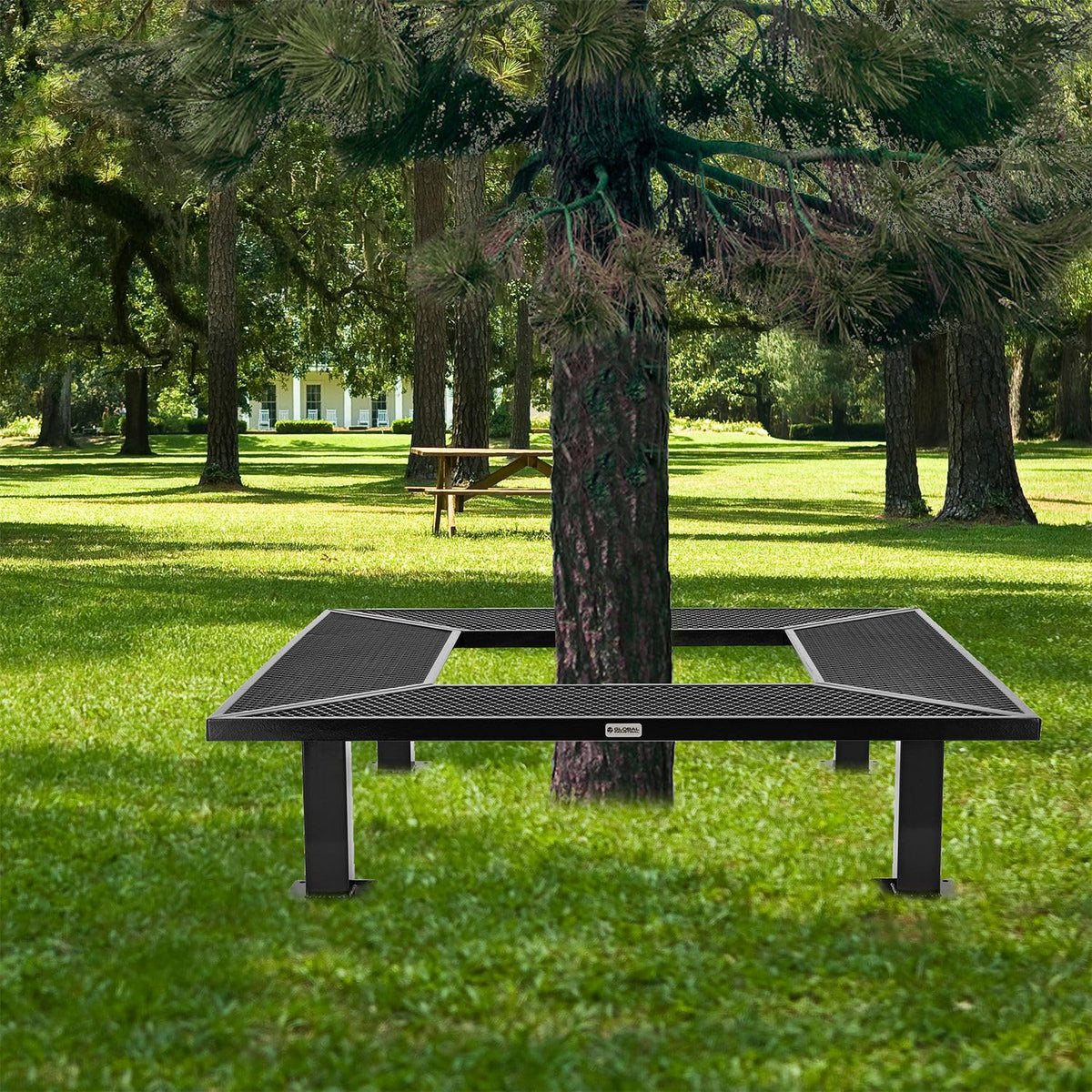 6' Square Outdoor Tree Bench by Global Industrial – 6 inches, Thermoplastic Coated Steel, Black, Model 277510BK