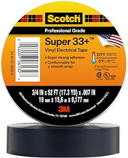 3M Scotch Super 33+ Electrical Tape, 3/4 in x 52 ft, 1 Roll, Black