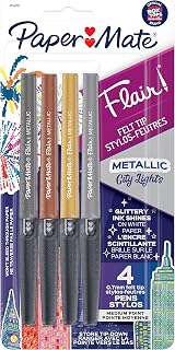 Paper Mate Flair Felt Medium Tip Set, 4-Pen Metallic Colors Set