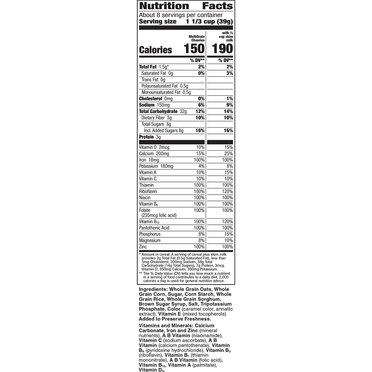 Cheerios Multi Grain / 12 Ounce (Pack of 4) / 1 Cold Cereal