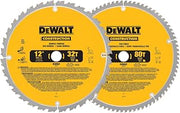 DEWALT 12-Inch Miter Saw Blade, Crosscutting, Tungsten Carbide, 80-Tooth and 32-Tooth, 2-Pack (DW3128P5, DW3123), yellow
