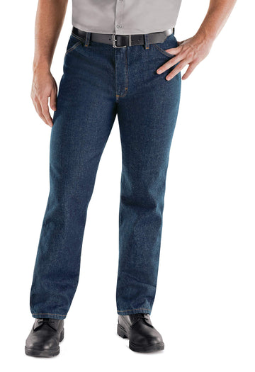 Men's Classic Work Jean by Red Kap – Cotton, Prewashed Indigo, Model PD54PW 52 34
