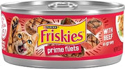 Purina Friskies Prime Filets Wet Cat Food, With Beef, (24) 5.5 oz Cans