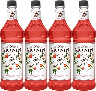 Monin Flavored Syrup, Red Passion Fruit, 33.8-Ounce Plastic Bottles (Pack of 4)