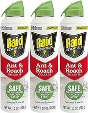 Raid Essentials Ant & Roach Killer Aerosol Spray, Child & Pet Safe, Kills Insects Quickly, for Indoor Use, 10 oz (Pack of 3)