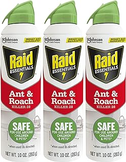 Raid Essentials Ant & Roach Killer Aerosol Spray, Child & Pet Safe, Kills Insects Quickly, for Indoor Use, 10 oz (Pack of 3)