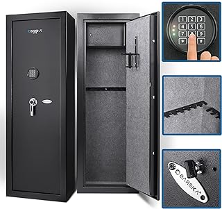 Barska Digital Keypad DOJ Certified Gun Safe – Quick Access Anti-Pry Rifle, Shotgun & Pistol Storage with Silent Mode & Removable Shelf