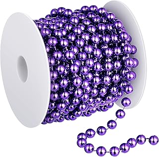26 Feet Christmas Tree Beaded Garland Plastic Pearl Strands Chain Artificial Pearls Beads Trim Garland for Xmas Tree Holiday Wedding DIY Decoration Supplies (Purple)