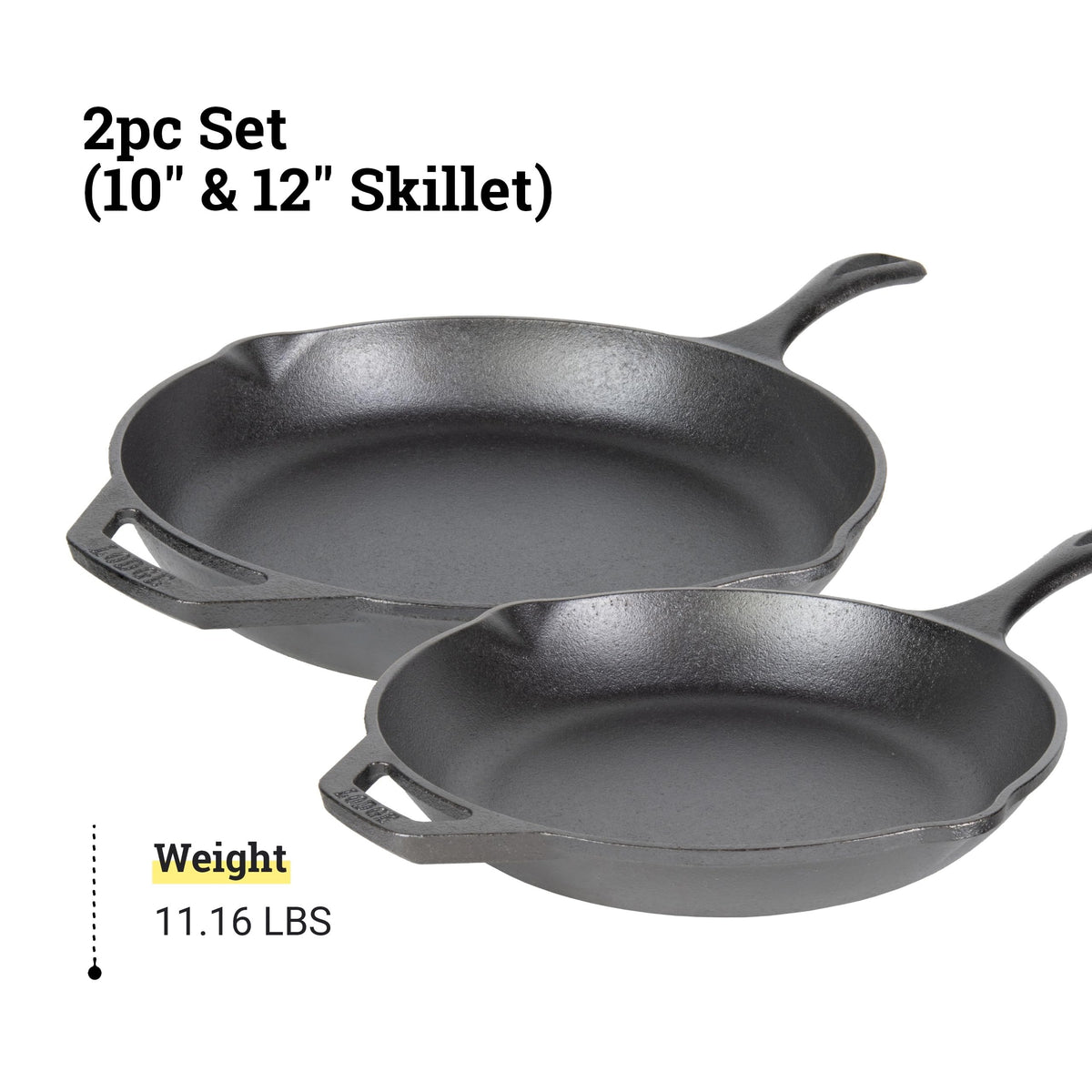 Lodge 10" & 12" (Pack of 2) / Black / 1.0 pounds Skillets