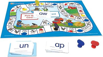 Word Families Learning Center (Grades K - 1) - Gameboard, Illustrated Game Cards, Flash Cards and Activity Guide for 4 Students in Durable Pouch