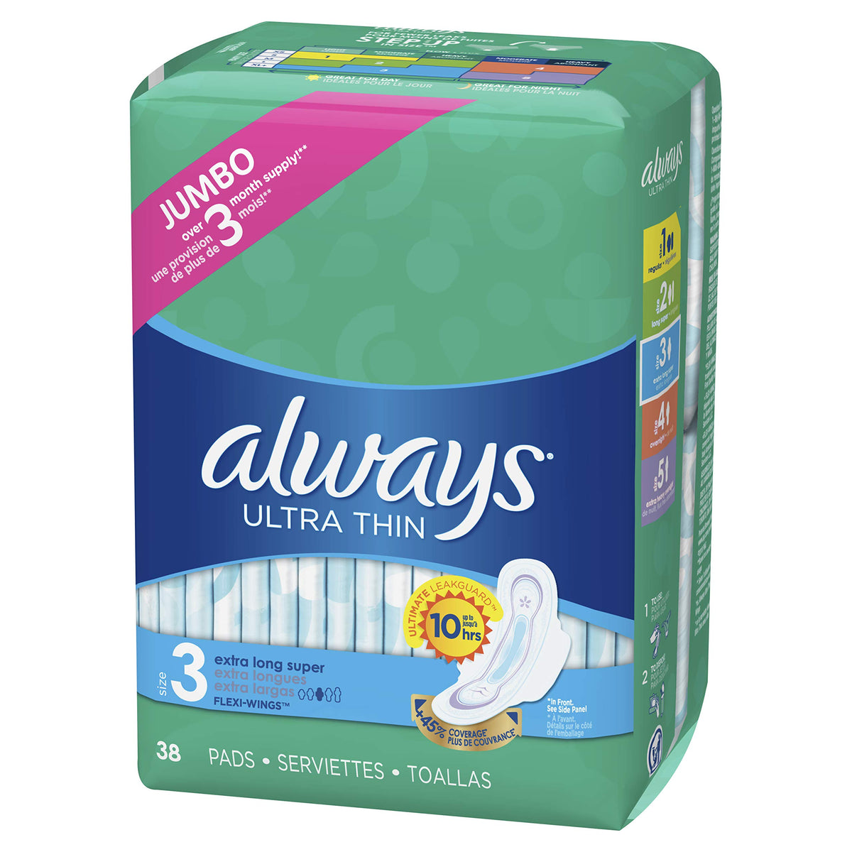Ultra Thin Size 3 Extra Long Super Pads With Wings Unscented by Always – Size 3