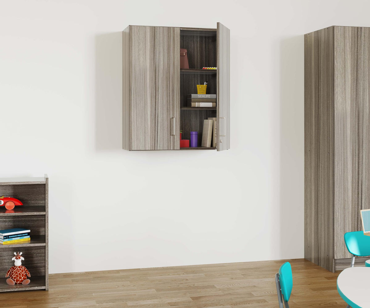 3-Level Wall Cabinet by Tot Mate – 3/4" Thick Industrial Grade Wood Composite Core With Laminate Surfacing, Shadow Elm Gray, Model TM2317
