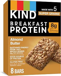 KIND Breakfast Protein Bars, Almond Butter, Healthy Snacks, Gluten Free, 8g Protein, 32 Count
