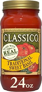 CLASSICO Pasta Sauce, Traditional Sweet Basil Pasta Sauce, 24 oz Jar