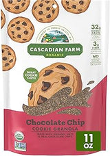 Cascadian Farm Organic Chocolate Chip Cookie Granola, Whole Grain, 11 oz | Made with Organic Oats, Crisp Rice, and Real Chocolate Chips; Non-GMO Project Verified; Resealable Pouch