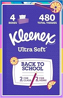 Kleenex Ultra Soft Facial Tissues, 4 Flat Boxes, 120 Tissues per Box