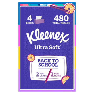 Ultra Soft Facial Tissues by Kleenex – 1 Count (Pack of 4), Paper, White, Pack of 4, Model 036000578393