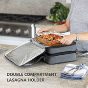 Stack Store Plus More Insulated Casserole Carrier, Double Decker Expandable, Gray