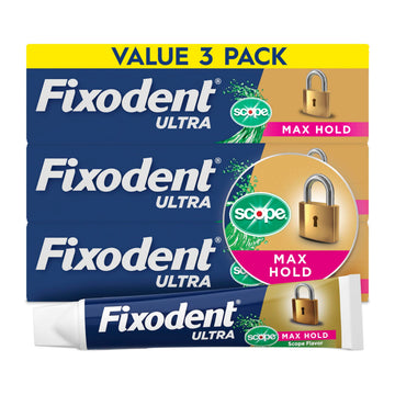 Ultra Max Hold Plus Scope Secure Denture Adhesive by Fixodent – 5.4 Ounce (Pack Of 1), Pack of 3, Model P_15238
