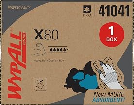 Wypall PowerClean X80 Heavy Duty Cloths, Brag Box, 152 Towels, Blue (41041) | Thick & Highly Durable, Ideal for Cleaning Abrasive Surfaces, Strong Enough to be Reused