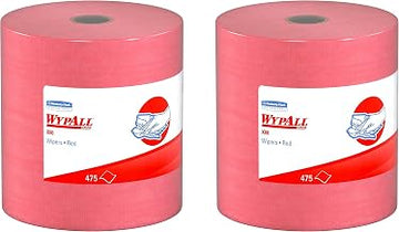 Wypall 41043 X80 Wipers mCmfTK with HYDROKNIT, Jumbo Roll, 12 1/2 x 13 2/5, Red (Pack of 2)