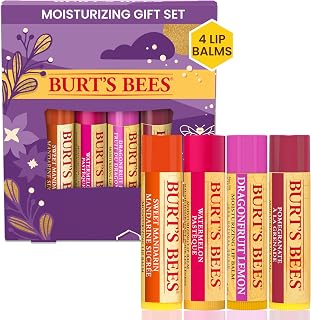 Burt's Bees 4 Lip Balms, Beeswax Bounty Set, Pomegranate, Sweet Mandarin, Coconut And Pear & Watermelon