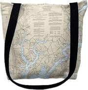 Betsy Drake TY12272CTM 16 x 16 in. Chester River Maryland Nautical Map Tote Bag - Medium