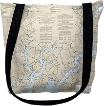 Betsy Drake TY12272CTM 16 x 16 in. Chester River Maryland Nautical Map Tote Bag - Medium