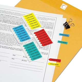 Redi-Tag 72020 Mini Arrow Page Flags "Sign Here" Blue/Mint/Red/Yellow 126 Flags/Pack