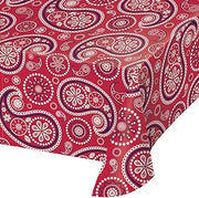 Creative Converting 329662 Red Paisley Print Plastic Tablecloth