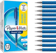 Paper Mate Flexgrip Ultra Ballpoint Pens | Medium Point (1.0mm) | Handwriting Pens & Stationery Supplies | Blue Pen Set | 12 Count