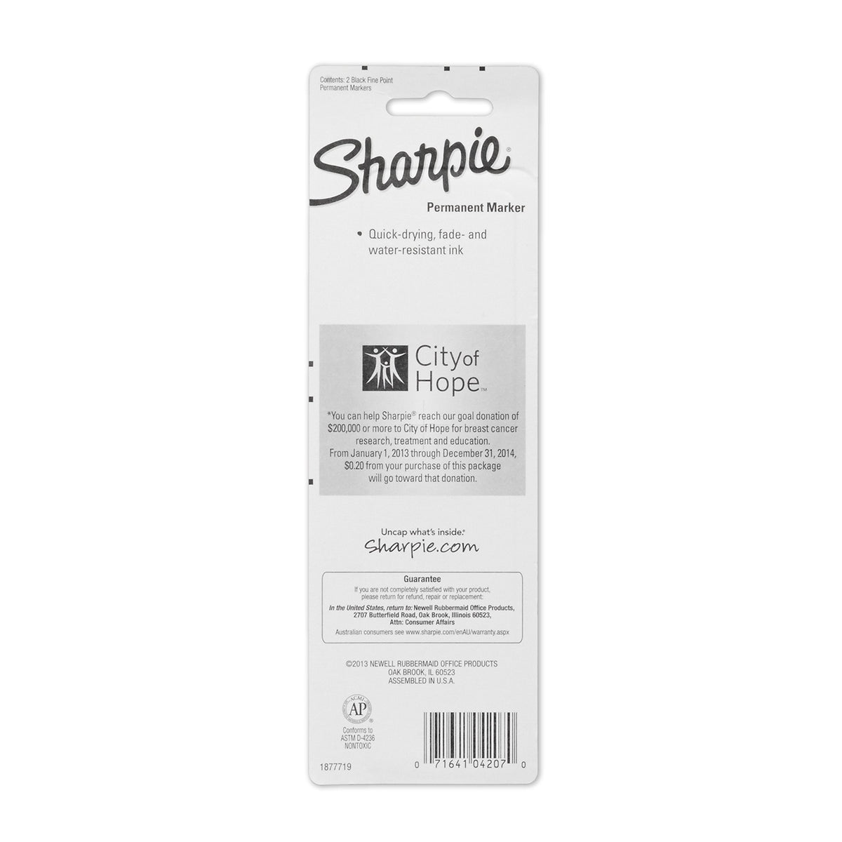 Sharpie 2 Count (Pack of 2) / Black / 1 Permanent Markers