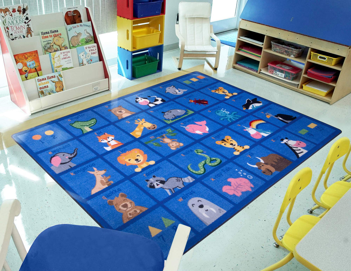 Friendly Phonics Animals 7'8" x 10'9" Area Rug in Color Multi by Joy Carpets – 7'8" x 10'9" (Rectangular), Nylon, Multi Color, Model 2060D