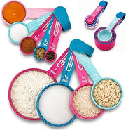 Farberware Measuring Cup & Spoon Set (9-Piece) – Blue & Pink, Set of 9