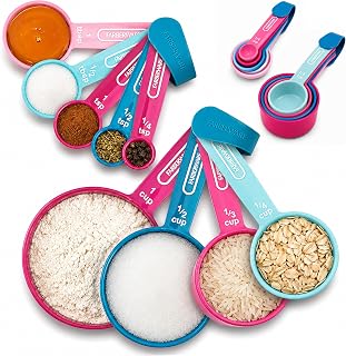 Farberware Measuring Cup & Spoon Set (9-Piece) – Blue & Pink, Set of 9
