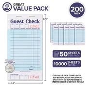 Blue Guest Check Books for Servers (200 Pack) Server Note Pads by Stock Your Home – Pack of 200, Model Stock Your Home