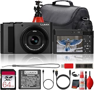 Panasonic LUMIX ZS300 Point & Shoot Digital Camera Bundle | For Travel & Vlogging Photography | 1-Inch CMOS Sensor |24-360mm Lens 20.1MP + 64GB Memory Card + More