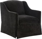 Ludlow Dark Brown Polyester Fabric Skirted Swivel Accent Chair