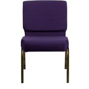 4 Pack HERCULES Series 21''W Stacking Church Chair in Royal Purple Fabric - Gold Vein Frame by Flash Furniture – Set of 4, Fabric, Metal, Model 4-FD-CH0221-4-GV-ROY-GG