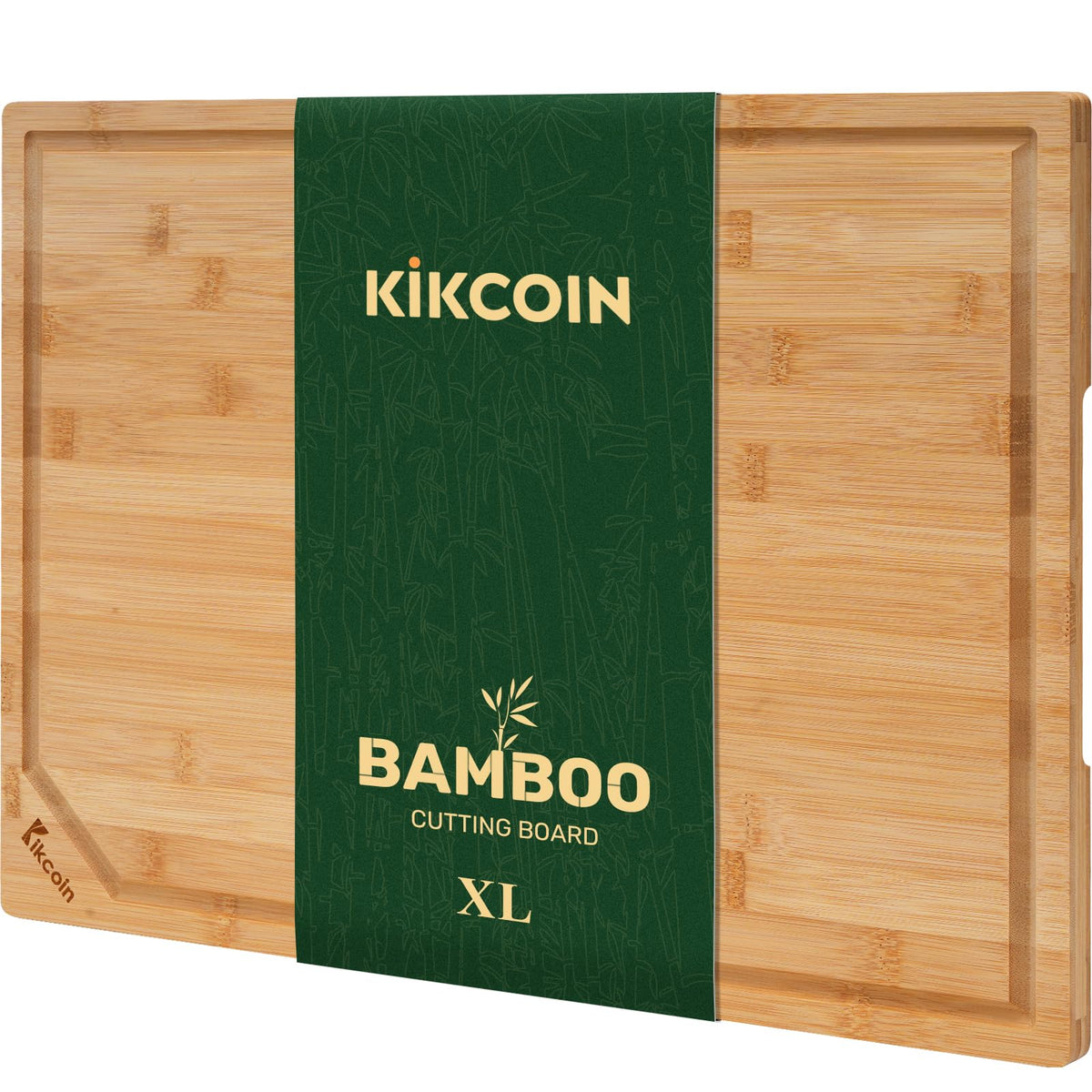 Kikcoin Bamboo Cutting Board, Reversible with Juice Groove, Natural 17 x 11 Inch
